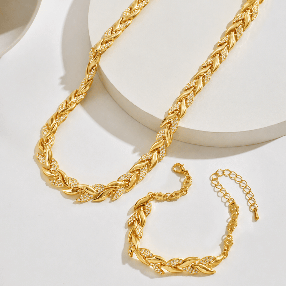 Semi Jóia Kit colar e pulseira Ouro